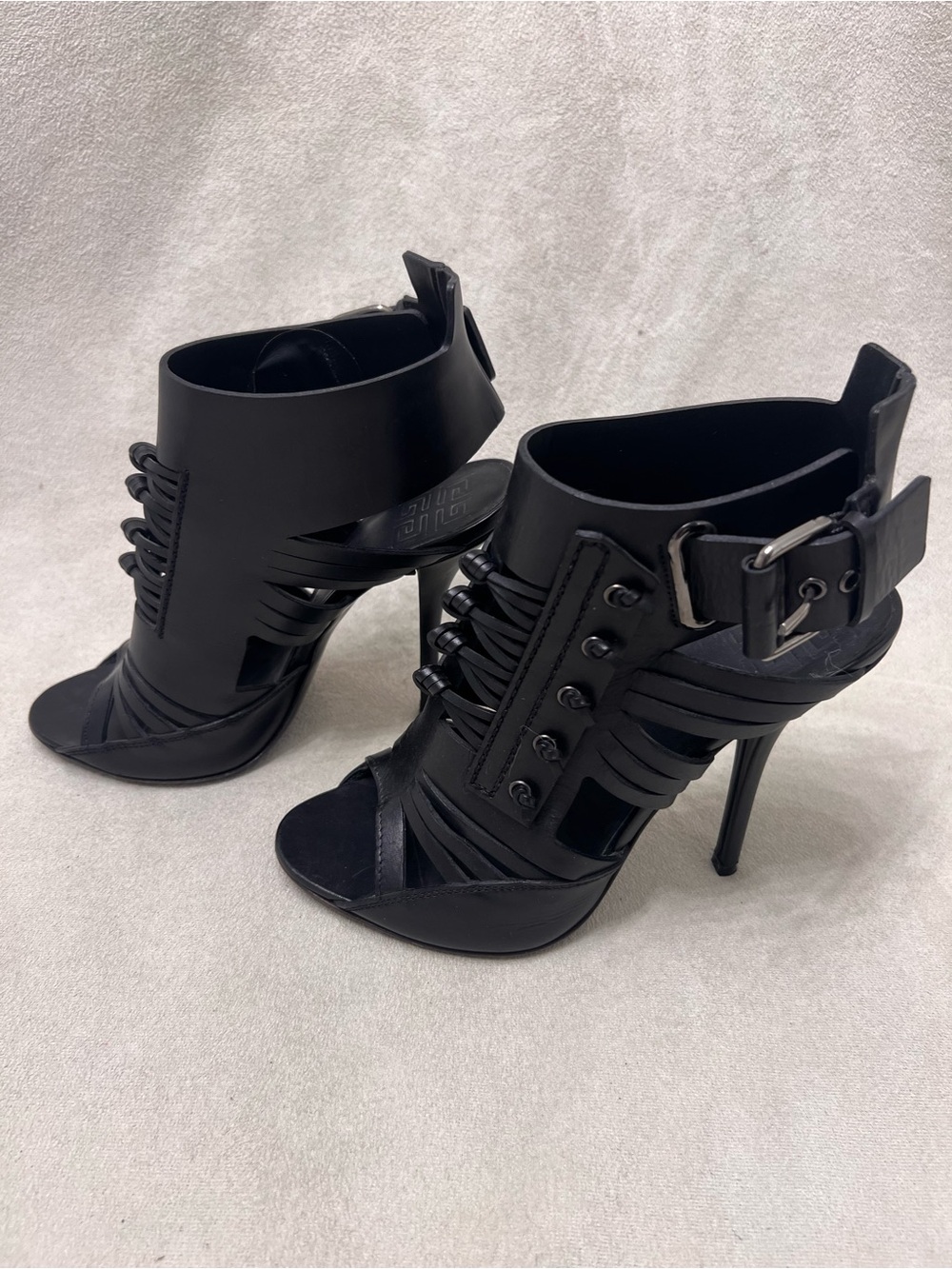 Givenchy Gladiator Buckle Black Strappy Sandals